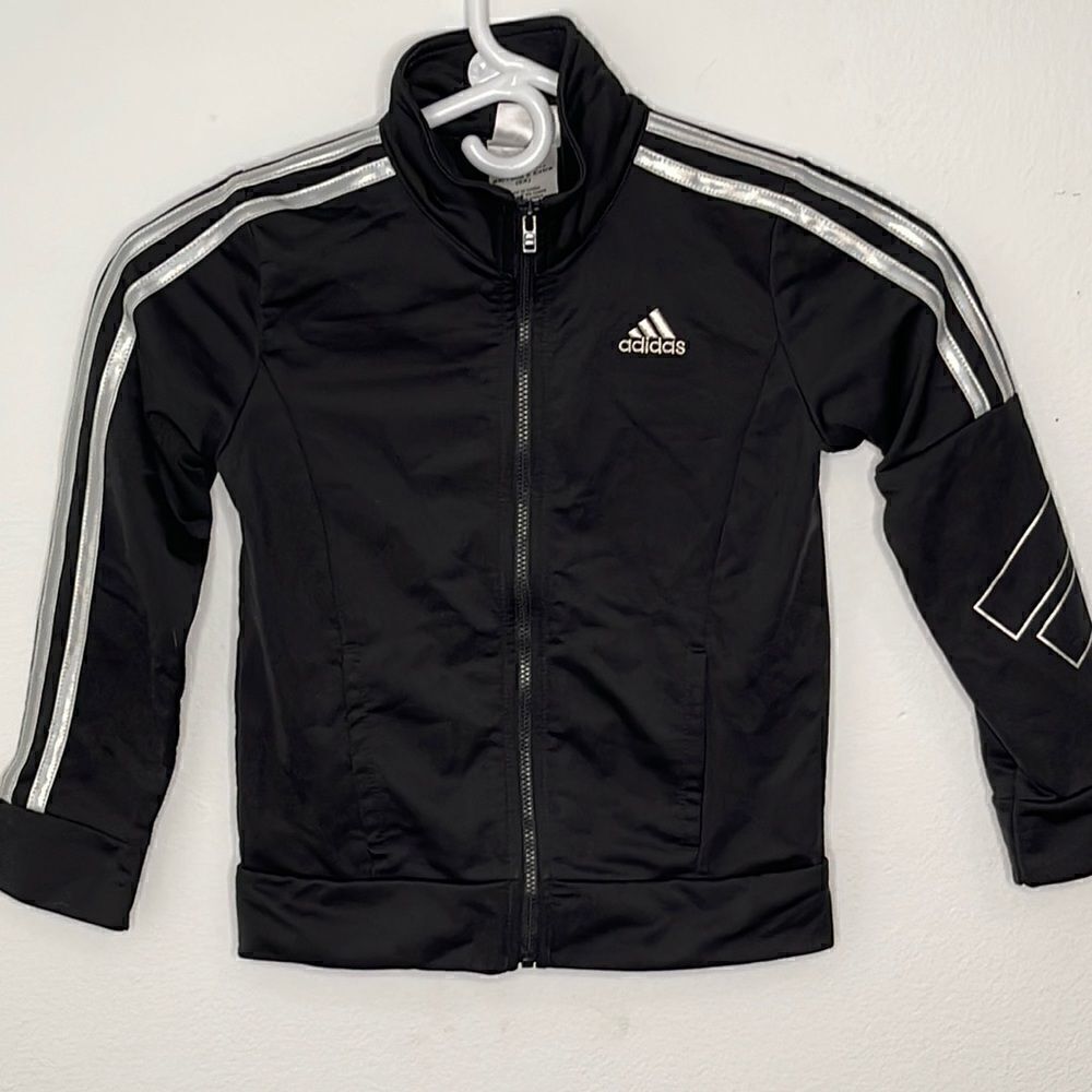 Adidas zip up jacket.  Size 6X.  Holographic stripes.